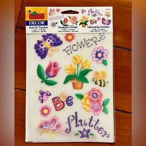 Plaid Kids Decor Rub-On Transfers - Flowers